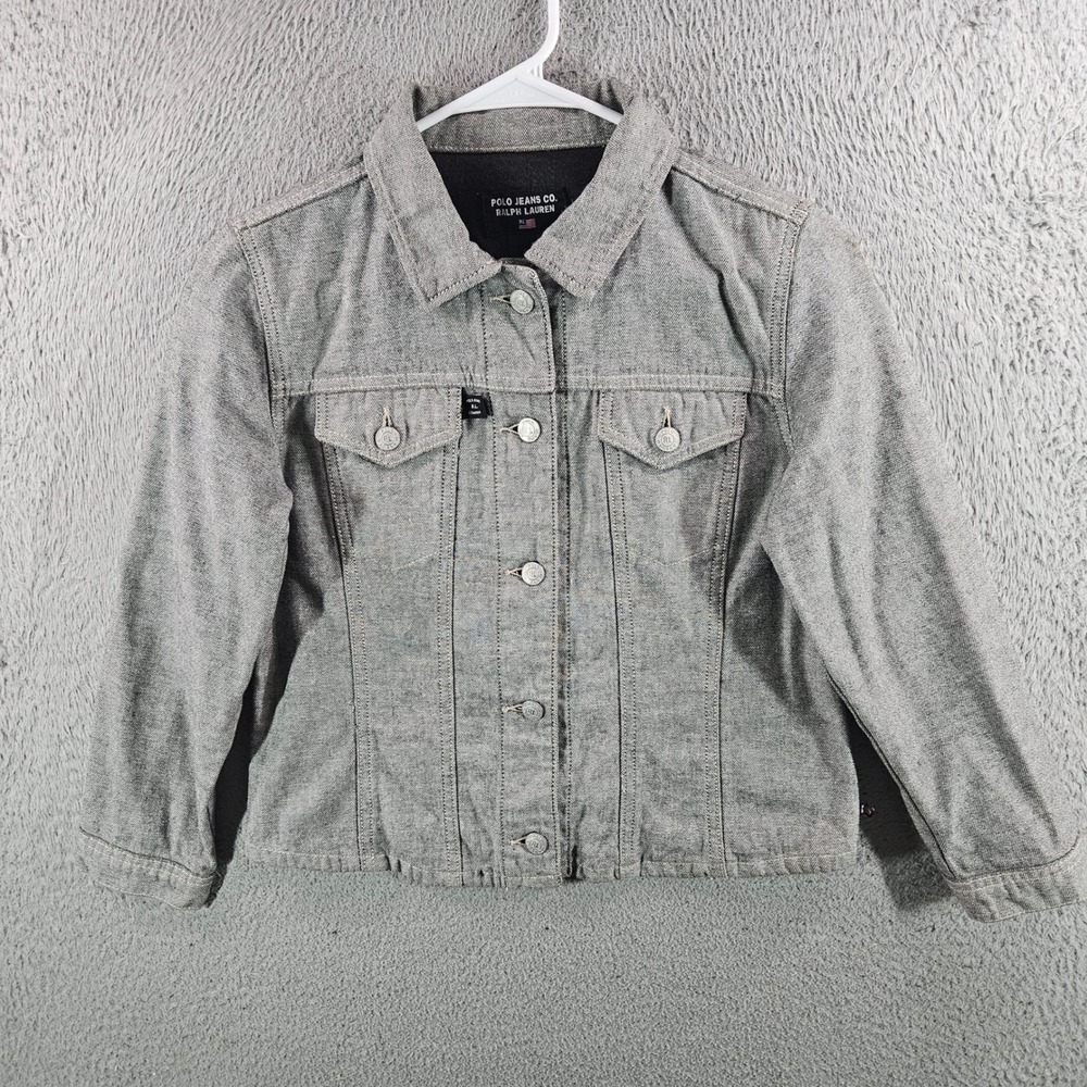 Polo Jeans Co Ralph Lauren Grey Denim Trucker Jacket Womens Medium Cotton RL